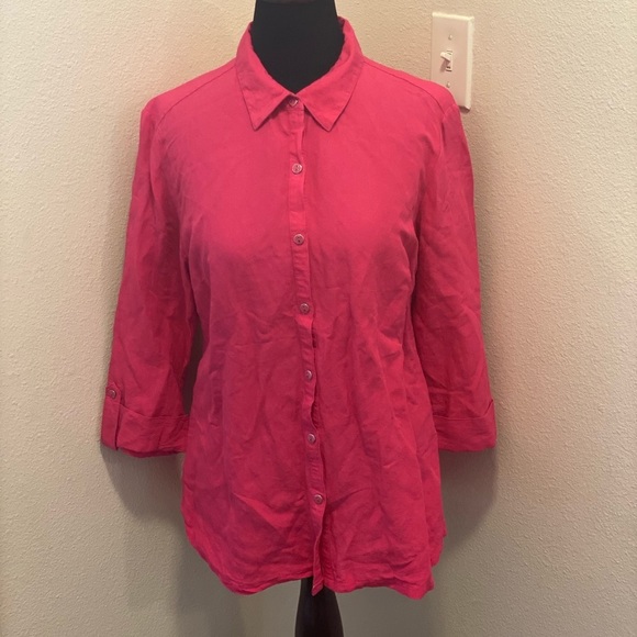 JM Collection Tops - JM Collection Linen Button Top Shirt Blouse Tunic M